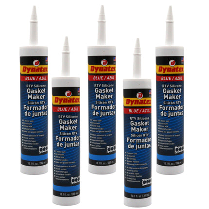 Dynatex Blue RTV Silicone Gasket Maker 10.1 oz Caulk Tube - Oxygen Sensor Safe, OEM Specs, Gear Oil Resistant, Oil/Water Resistant, Made in the USA (5-Pack)
