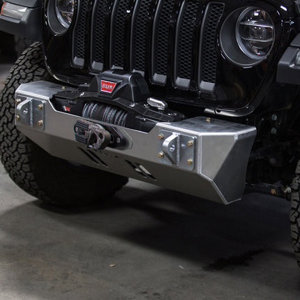 Gen-Right FBB-10040 Aluminum Stubby Front Winch Bumper for Jeep Wrangler JL / JLU & Gladiator JT - Recessed Winch Slot, Direct Bolt-On, Made in USA