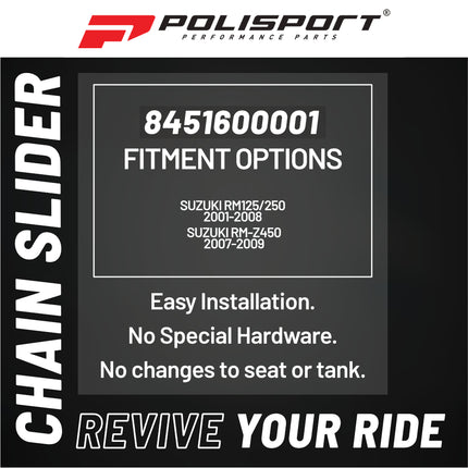 Polisport Chain Slider RM125/250 (01?08) RM-Z450 (05-06/08-09) RM?Z250 (07-09) – Dirt Bike – OEM Quality, Durable Wear Resistant Polyamide, Long Lasting Protection & Perfect Fit (8451600001)– Black