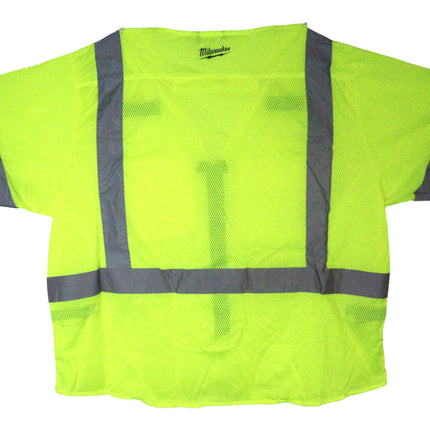Milwaukee 48-73-5133 2X-Large/3X-Large Yellow Class 3 Mesh High Visibility Safety Vest with 9-Pockets and Sleeves