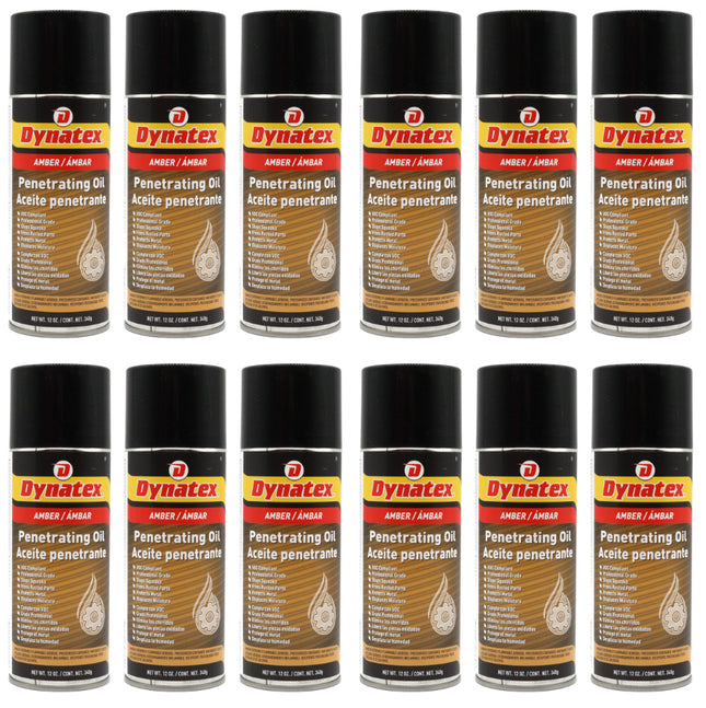 Dynatex Penetrating Oil 12 oz Aerosol Can - Multi-Purpose, Loosens Rusted Parts, Protects Tools from Rust, Lubricates Metal Plastic Rubber (12-Pack)
