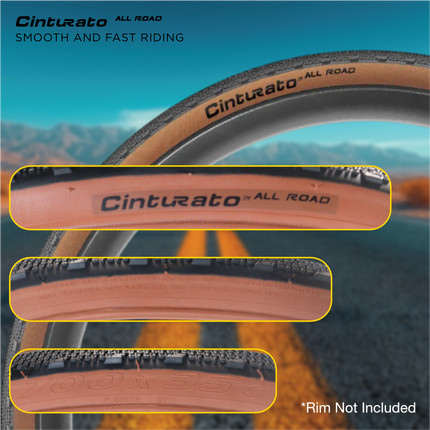 Pirelli Cinturato All Road Classic 35-622 (700x35c) Gravel Bike Tire - Tan Wall Skinwall, Tubeless Ready, ProWALL - 2 Pack with Keychain
