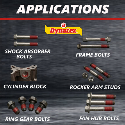 Dynatex Red High Strength Threadlocker 0.20 oz Bottle - Permanent Lock, Anaerobic, Large Fasteners, Vibration & Solvent Resistant (3-Pack)