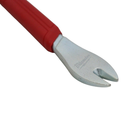 Milwaukee 48-22-9031 10 in. Nail Puller with Dimpler, SMOOTHPULL Removal Head, Wear-Resistant Grip, Beveled Edge, Nickel-Plated, Sets 4d & 6d Finishing Nails