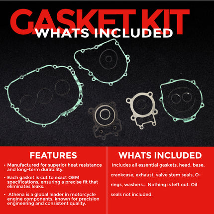 Athena P400250850185 Full Gasket Kit for Kawasaki KLF185 1985‑1988 – Complete Engine Gasket & Seal Rebuild Set for Reliable ATV Performance and Maintenance (Oil Seals Not Included)
