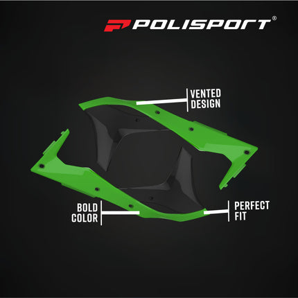 Polisport 8412300001 Radiator Scoops for Kawasaki KX250F 2017-2020 – OEM-Style Durable Green/Black Shrouds for Improved Cooling and Protection
