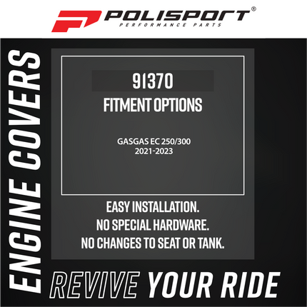 Polisport (91370) Engine Covers Protection Kit for GasGas EC 250/300 21-23 PA6 Clutch & Ignition Cover Guards, Impact & Abrasion Resistant - Easy Install