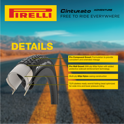 Pirelli Cinturato Adventure 50 622 (700x50c) Black Gravel Tires (2 Pack) & Scorpion SmarTube 46/58 622 Presta 42mm (2 Pack) with Keychain   Tubeless Ready Bundle