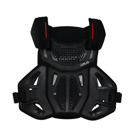Atlas Defender Hybrid Ai Chest & Back Protector - Black L/XL - Adapted Impact Ai Technology Roost Guard - CE EN 1621-3 Level 1 Chest / EN 1621-2 Level 2 Back - MX Dirt Bike Off-Road Body Armor