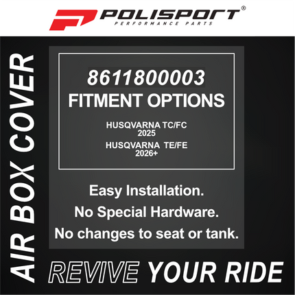 Polisport 8611800003 AirBox Cover for Husqvarna TC/FC 2025+ & TE/FE 2026+ – Nardo Grey – OEM-Style Replica Plastic with Durable Gloss Finish Perfect Factory Fit Impact Resistant