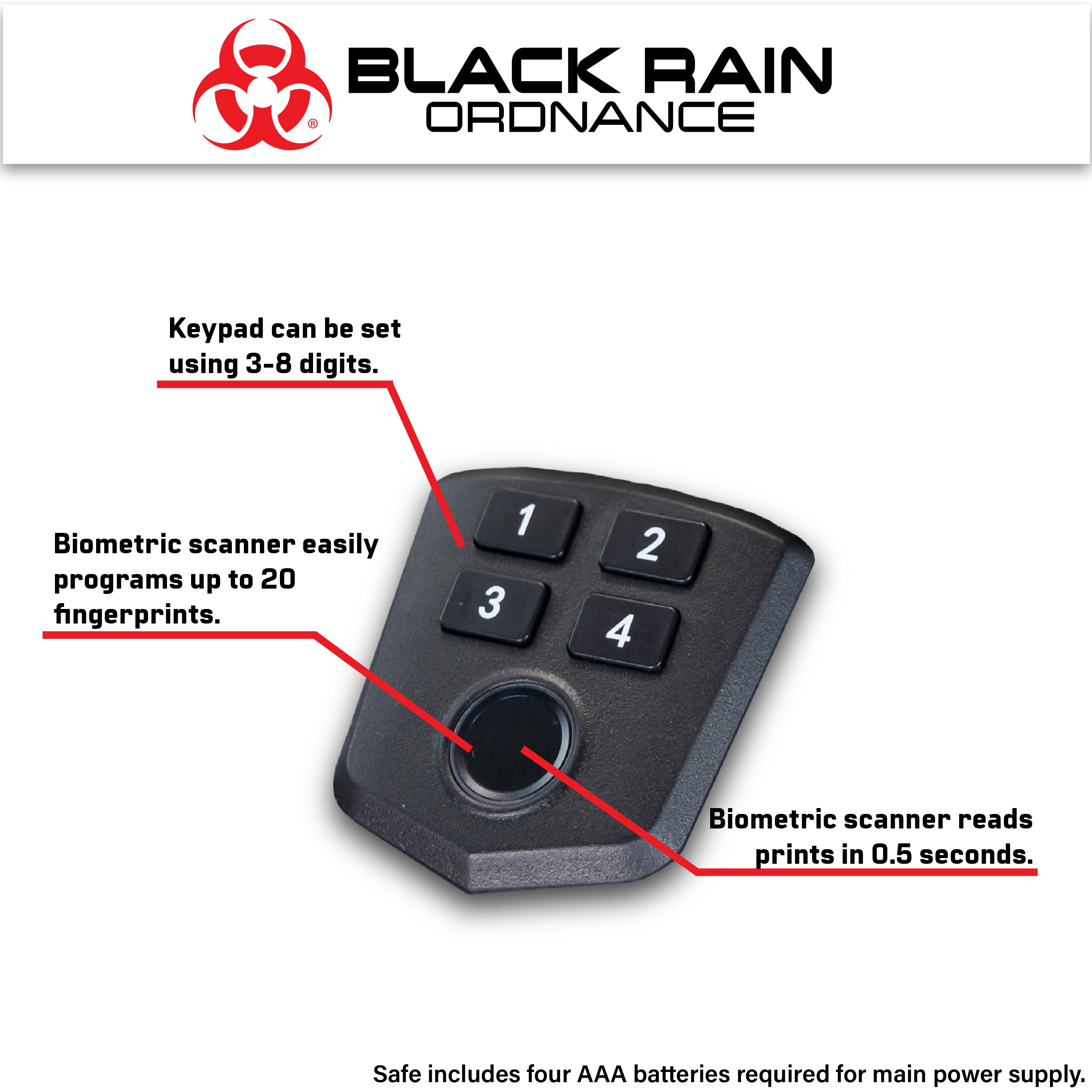 Black Rain Ordnance - Biometric Fingerprint or Keypad Lock Security Safe (Black)