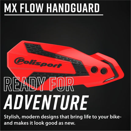 Polisport 8308200021 MX Flow Handguard Fits Honda CRF450R 2009+ CRF250R 2020+ CR 2007+ CRF‑X 2009+ – Durable Ventilated Off‑Road Hand Guards – Red/Black