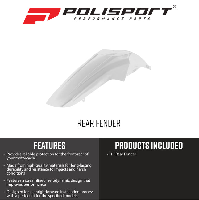 Polisport White Rear Fender Restyling Kit 8559300003 for Suzuki DR-Z400 DRZ400S DRZ400SM 2000-2024 | Modern MX Tail Mudguard Plastics Replacement Upgrade