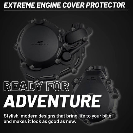 Polisport Motocross Motorcycles (MX) Engine Covers Protector Kit for KTM EXC-F 450/500 & XCF-W 450 (2024) Dirt Bikes - Clutch, Ignition & Water Pump Cover Protectors - Black
