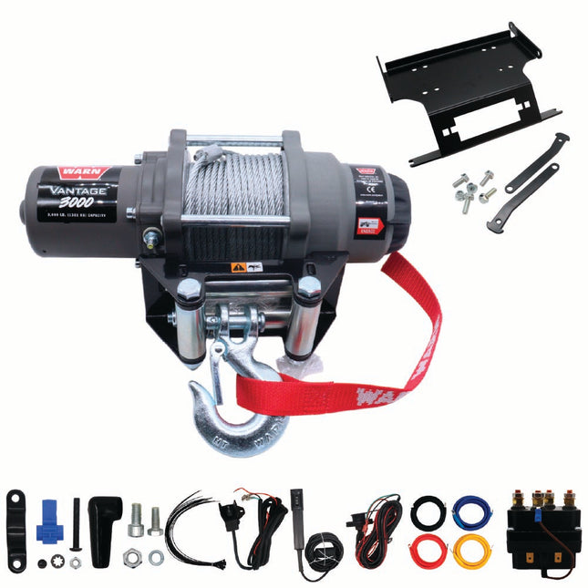 WARN  Vantage 3000 Winch with 3000 lb Pulling Power and WARN  Winch Mounting Kit for 2019–2022 Honda Talon 1000X/1000R UTVs (108213 102600)