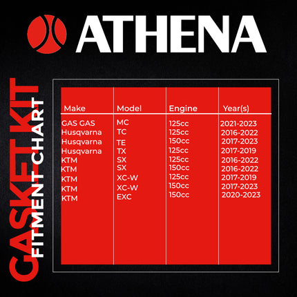 Athena P400270900077 Complete Gasket Kit for KTM, Husqvarna & GasGas 125/150 (2016‑2023) – Full Engine Gasket Set for 2‑Stroke Rebuilds (Top & Bottom End Coverage)
