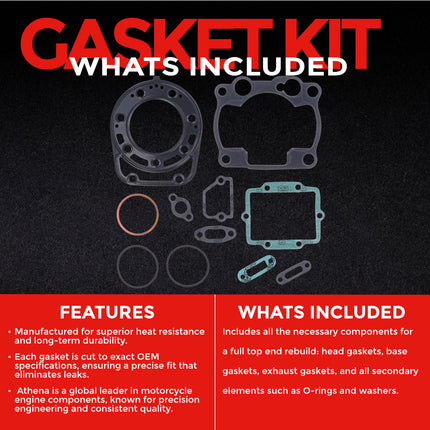 Athena P400250600251 Top End Gasket Kit for Kawasaki KX 250 1988‑1992 – High‑Quality Cylinder Head & Top‑End Rebuild Gasket Set for Motocross and Off‑Road Performance (Oil Seals Not Included)