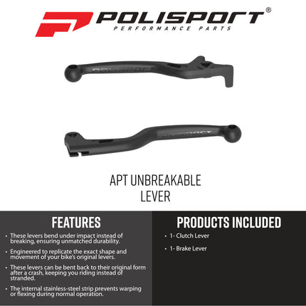 Polisport 91634 APT Levers Kit for Honda CRF300L 2021+ – Black – Unbreakable Performance Lever Set with Durable Finish Perfect Factory Fit Impact Resistant
