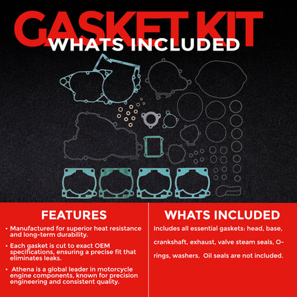 Athena P400270850045 Full Gasket Kit for Husqvarna & KTM 250/300 (2005‑2017) – Complete Engine Gasket Set for 2‑Stroke Rebuilds (Oil Seals Not Included)