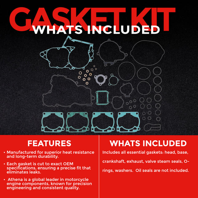 Athena P400270850045 Full Gasket Kit for Husqvarna & KTM 250/300 (2005‑2017) – Complete Engine Gasket Set for 2‑Stroke Rebuilds (Oil Seals Not Included)