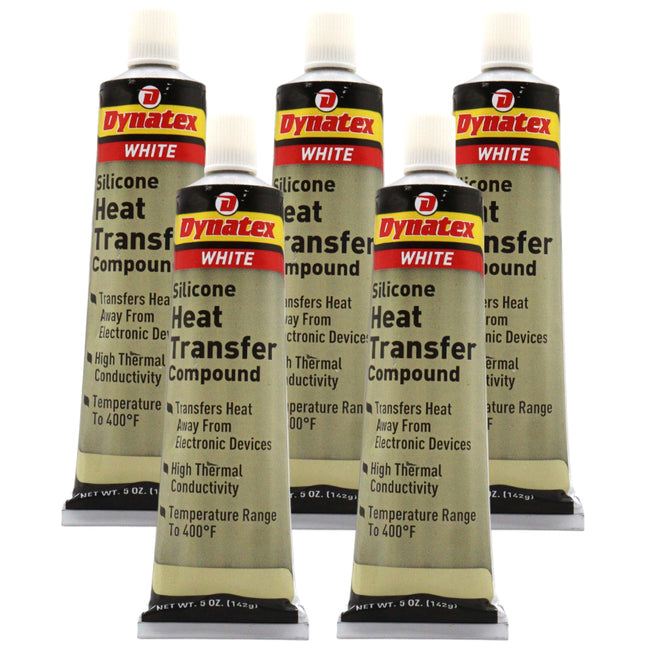 Dynatex Silicone Heat Transfer Compound 5 oz Tube - High Thermal Conductivity, Low Bleed, High Temp Stability, Non-Hardening (5-Pack)