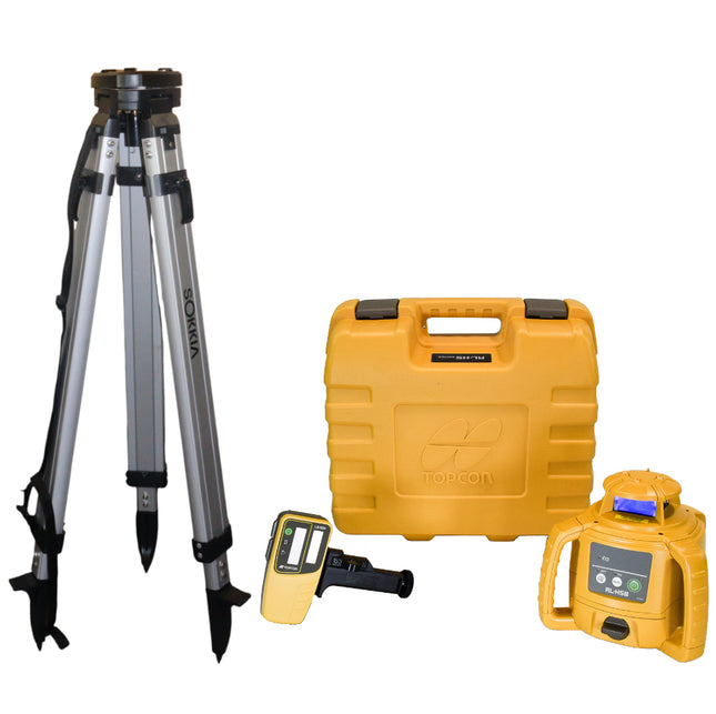 Topcon RL-H5B Self-Leveling Horizontal Rotary Laser Level Complete Kit - Includes LS-80X Receiver, Holder 6 Clamp, 1030652-01 Aluminum Tripod - 400m Range, ±20 Arc Seconds Accuracy, IP66 Rated
