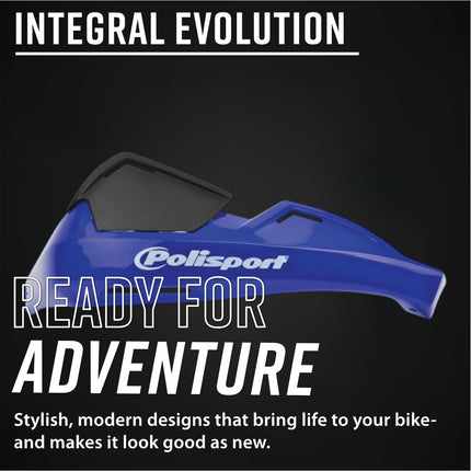 Polisport 8305100028 Evolution Integral Handguards Blue NEW Inside Handlebar Universal Mount Kit Pair Full Wrap Around Plastic MX Enduro Trail Rally ATV Protection with Removable Spoiler