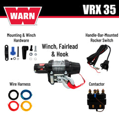 WARN VRX 35 Powersport Winch – 3,500 lb Pulling Capacity, Steel Rope, Sealed Motor, All-Metal Gear Train, Waterproof IP68 Design for ATV/UTV Recovery, Trail Riding & Utility Work