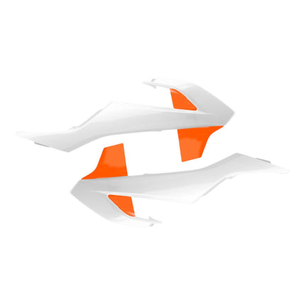 Polisport 8417900004 Radiator Scoops for KTM SX65 2016 -2023 – OEM 2019 Style Durable White/Orange Shrouds