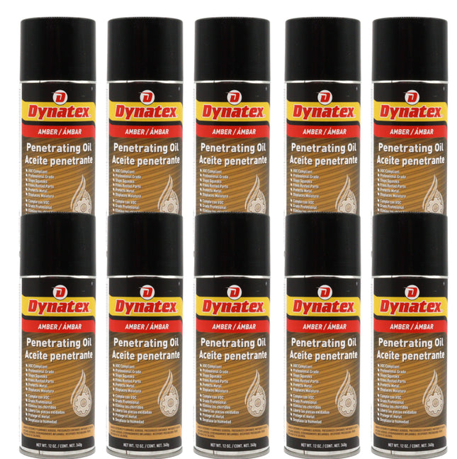 Dynatex Penetrating Oil 12 oz Aerosol Can - Multi-Purpose, Loosens Rusted Parts, Protects Tools from Rust, Lubricates Metal Plastic Rubber (10-Pack)