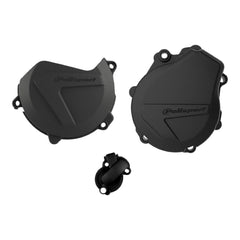 Polisport Clutch and Ignition Cover Protector Kit (Black)- Compatible with KTM EXC-F/XCF-W 450/500 & Husqvarna FE 450/501 (2017-2022)