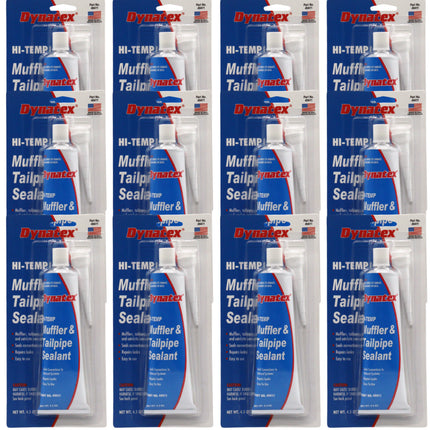 Dynatex Muffler & Tailpipe Sealant 4.5 oz Tube - Non-Combustible, Heat-Setting, Hardens with Exhaust Heat, Repairs Holes & Leaks (12-Pack)