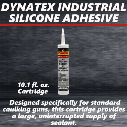Dynatex Industrial Grade White Silicone Sealant 10.1 oz Caulk Tube - Tough Flexible Cure, Watertight Seal, Up to 500 Degrees F, Made in the USA (2-Pack)