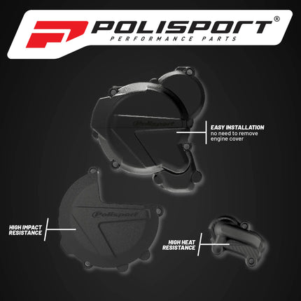 Polisport Engine Covers Protection Kit KTM EXC/XC-W 250/300 (2017-22). OEM Quality with Superior Fit, Flexibility, and Durability