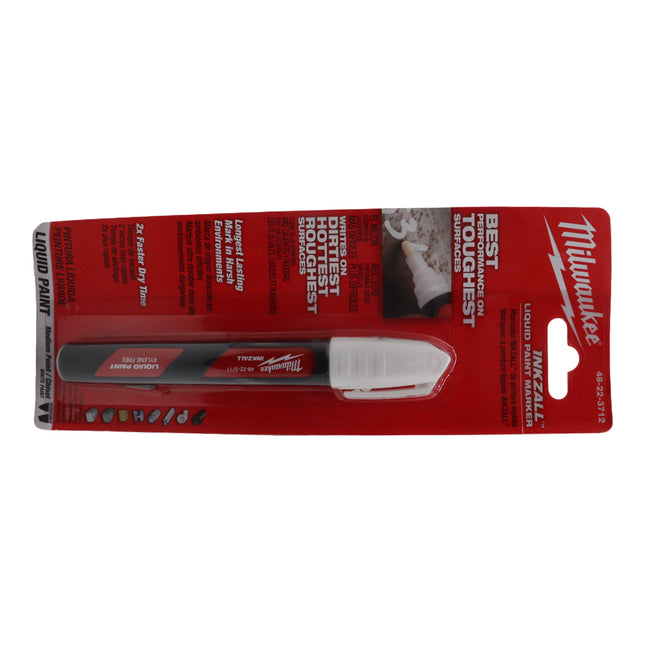 Milwaukee Inkzall White Liquid Paint Marker – Fast-Drying,  Acrylic Nib, Clog-Resistant & High-Temperature-Rated Up to 300 °F Jobsite Marker for Concrete, Masonry & Rough Surfaces - Water Resistant