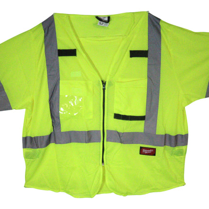 Milwaukee 48-73-5133 2X-Large/3X-Large Yellow Class 3 Mesh High Visibility Safety Vest with 9-Pockets and Sleeves
