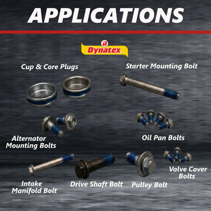 Dynatex Blue Medium Strength Threadlocker 0.34 oz Bottle - Removable with Hand Tools, Locks Fasteners on Metal, Vibration Resistant, Solvent Resistant (Single)