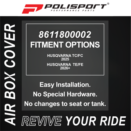 Polisport 8611800002 AirBox Cover for Husqvarna TC/FC 2025+ & TE/FE 2026+ – Black – OEM-Style Replica Plastic with Durable Gloss Finish Perfect Factory Fit Impact Resistant