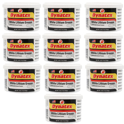Dynatex White Lithium Grease 16 oz Tub - Multi-Purpose Lubricant for Automotive, Garage Doors, Hinges, Chains, Latches (10-Pack)