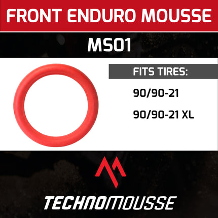 Technomousse 90/90/21 Soft Dirt Bike Front Tire Mousse Insert Red Series MS01 Standard Compound - Enduro Motocross Foam Tire Tube - Puncture and Cut Resistant