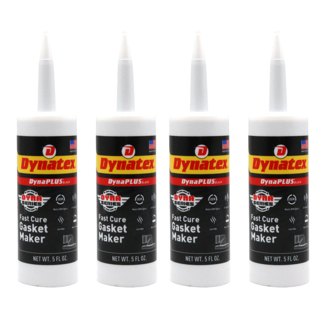Dynatex DynaPlus Fast Cure Gasket Maker 5 fl oz Cartridge - Fast Cure, Sensor Safe, Non-Corrosive, Low Odor, Up to 500 Degrees F, Made in the USA (4-Pack)