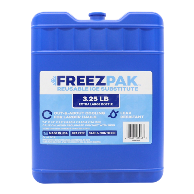 Freez Pak X-Large 3.25lb Ice Pack Block - Reusable & Compact Ice Substitute Pack for Lunch Boxes, Coolers, Fishing, Sporting Events, Beach & Camping Trips - Made in the USA (Single)