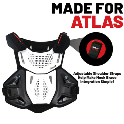 Atlas Defender 2.0 Chest & Back Protector - White L/XL - Multi-Panel Hardshell Roost Guard - CE EN 1621-3 Level 1 Chest / EN 1621-2 Level 1 Back - MX Dirt Bike Off-Road Body Armor