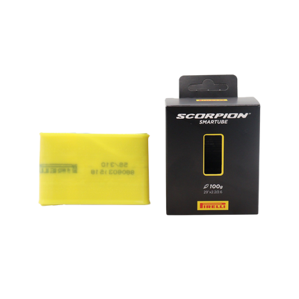 Pirelli Scorpion SmarTube 59/70-622 Presta 42mm Yellow Bicycle Inner Tube (2 Pack) Lightweight Durable MTB Tube for 29 Inch Tires Compact Fast Rolling Design with Black Valve and Keychain