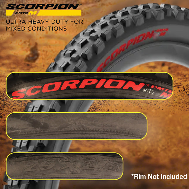 Pirelli Scorpion E-MTB M Red Color Edition (27.5 x 2.6) Mountain Bicycle Tire Tubeless High-Performance Tear-Resistant E-MTB Tire for XC Racing Trail & Enduro Riding 60 TPI Mountain Bike w/Keychain