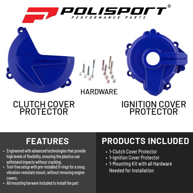 Polisport Clutch and Ignition Cover Protector Kit (Blue) - Compatible with Sherco SE 250/300 (2014-2022)