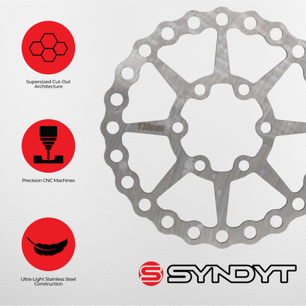 Syndyt SPP Holy Rotor Supersized 120mm Heat-Treated Lightweight Stainless Steel Disc Brake Rotor for BMX Race Bikes, Standard 6 Bolt ISO Mounting Pattern, Includes 6 Steel Rotor Bolts