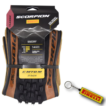 Pirelli Scorpion E-MTB M 65-584 (27.5 x 2.6) MTB Bicycle Tire - Versatile E-Mountain Bike Tire for Trail and Enduro Use, Mixed Terrain, E-Bike MTB, 120 TPI Mountain Bike Tire w/Keychain