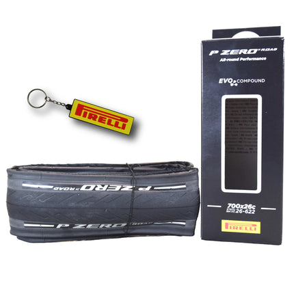 Pirelli P ZERO Road Bike Tire 26-622 (700x26c) - Tube Type Bicycle Tire, Durable All-Round Performance, High Grip, Clincher Tire for Road Cycling - EVO Compound, TechBELT Construction w/Keychain