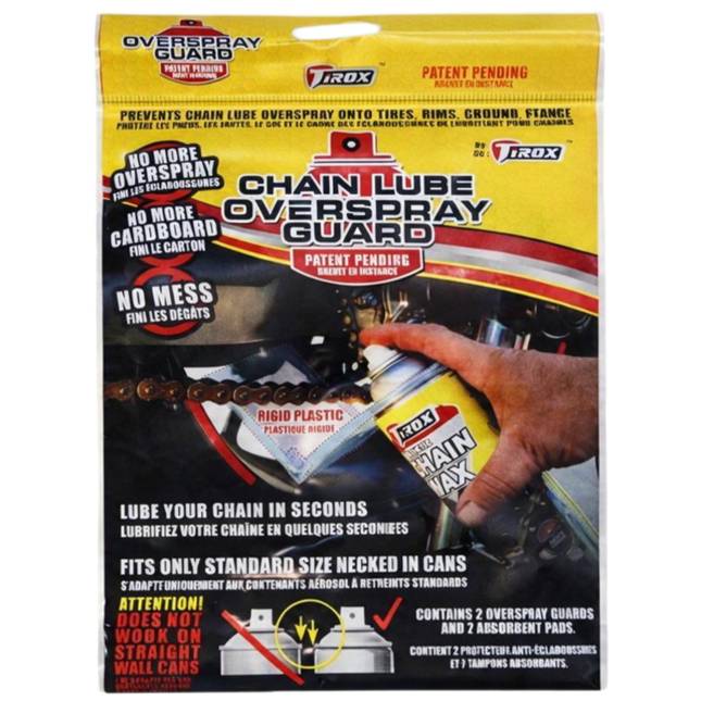 Tirox Overspray Guard 2 Pack – Prevent Chain Lube Overspray, Cleaner Application, Includes 7 Absorbent Pads, Fits Standard Necked Aerosol Cans, No Mess Maintenance for Motorcycles, ATVs, Garage Use